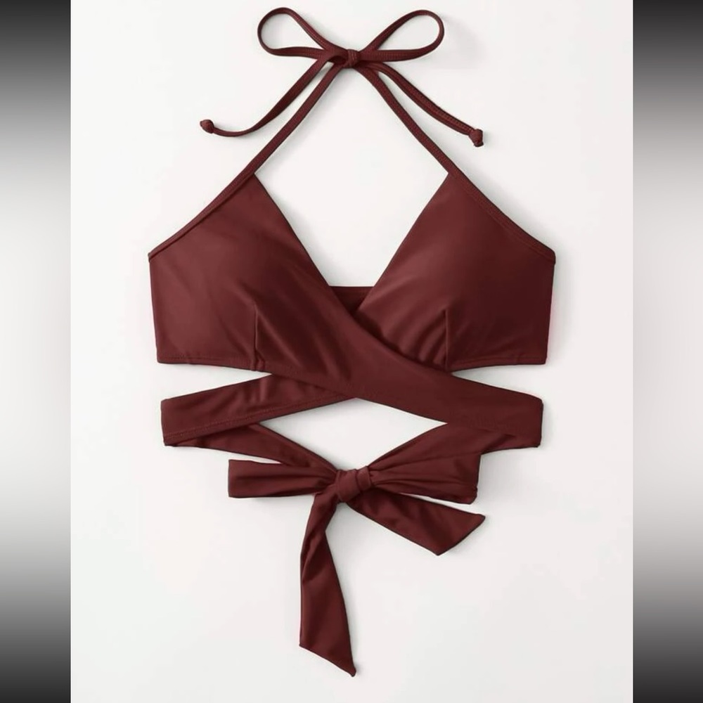 SHEIN wrap halter bikini top